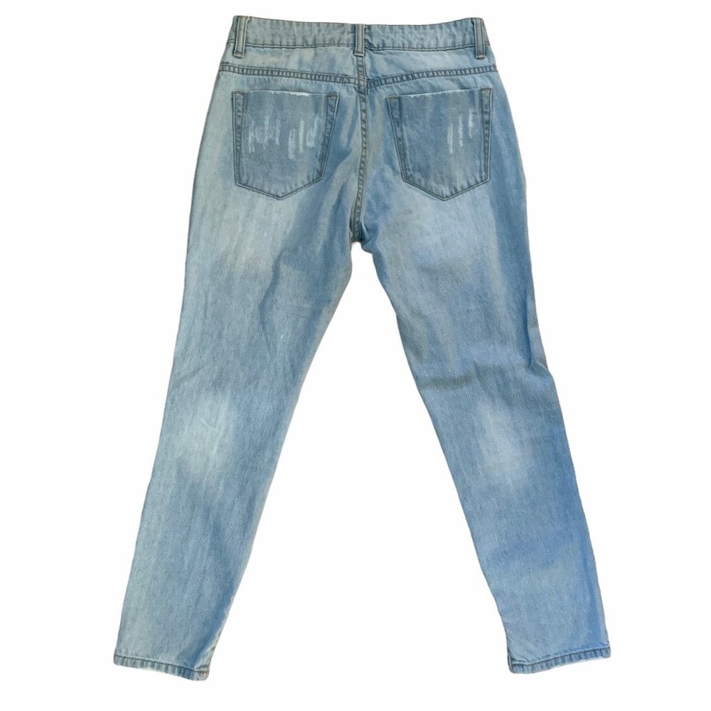 Distressed Light Wash Jeans Zipper Ankle Forever21 - Picture 3 of 6